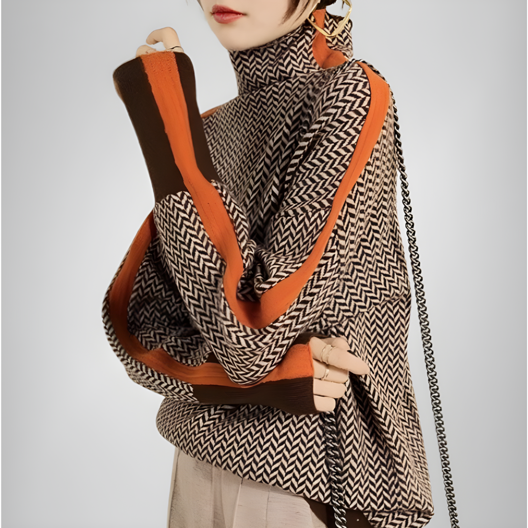 لايا | كنزة برقبة عالية بتصميم ممزوج – دافئة، ناعمة وأنيقة