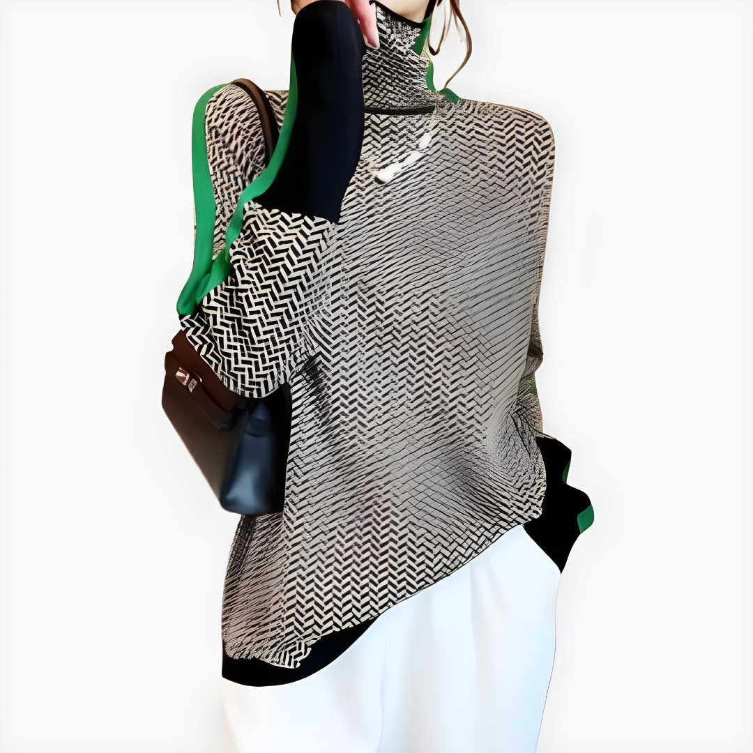 لايا | كنزة برقبة عالية بتصميم ممزوج – دافئة، ناعمة وأنيقة